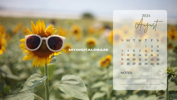 Cute August 2024 Calendar Desktop Computer Wallpaper for PC, Botanical  Wallpaper, Floral Sunflower Aesthetic Background MacBook Windows - Etsy