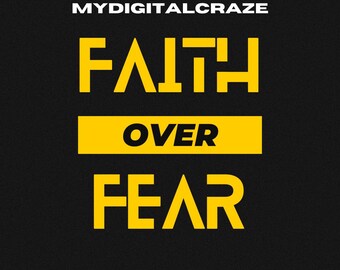 Cute "Faith Over Fear" iPhone Wallpaper, Dark Wallpaper, iOS 14 Aesthetic Background, Android Tablet iPad Theme