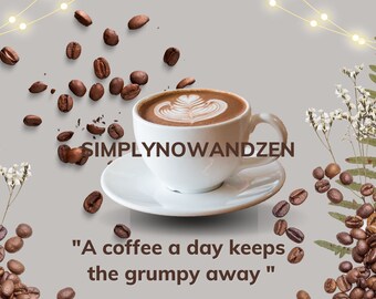 Cute Coffee Beans Quote Desktop Wallpaper, MacBook Wallpaper, Fun Neutral Aesthetic Background Theme for iOS iPad Tablet