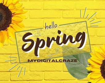 Cute Hello Spring Desktop Wallpaper, Botanical Wallpaper, Sunflower Wallpaper, Aesthetic Background Theme