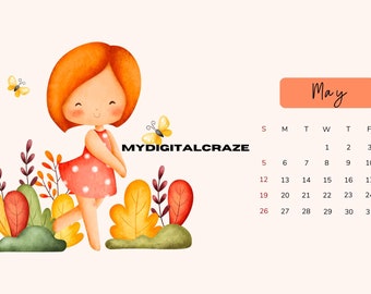 Welcome May Desktop Wallpaper, Desktop Calendar, MacBook Wallpaper, Cute Spring Aesthetic Background, Tablet iPad Theme