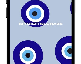 Cute Evil Eye iPhone Wallpaper, Cell Phone Wallpaper, Funky Wallpaper, iOS Android Tablet iPad Aesthetic Background Theme Digital Download