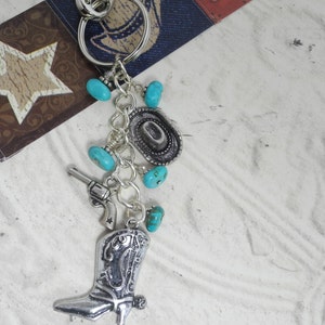 Turquoise Western Boot Key chain/Purse Charm