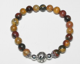 Picasso Jasper Bracelet, Healing Jewelry, Yoga, Meditation, Beaded Bracelet