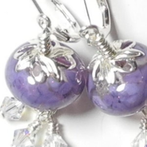 Purple Lampwork Earrings, Glass, Lampwork Earrings, Earrings, Purple Earrings, Handmade Earrings, beads,Beaded Earrings, Lampwork
