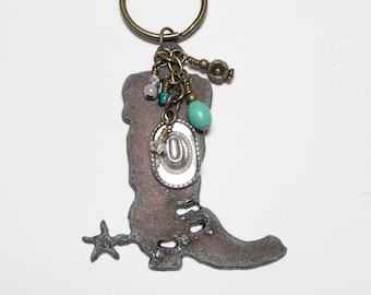 Western Boot Key Chain Rustic