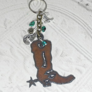 Key Chain Westen Boot with Turquoise, western charms, Purse Charm
