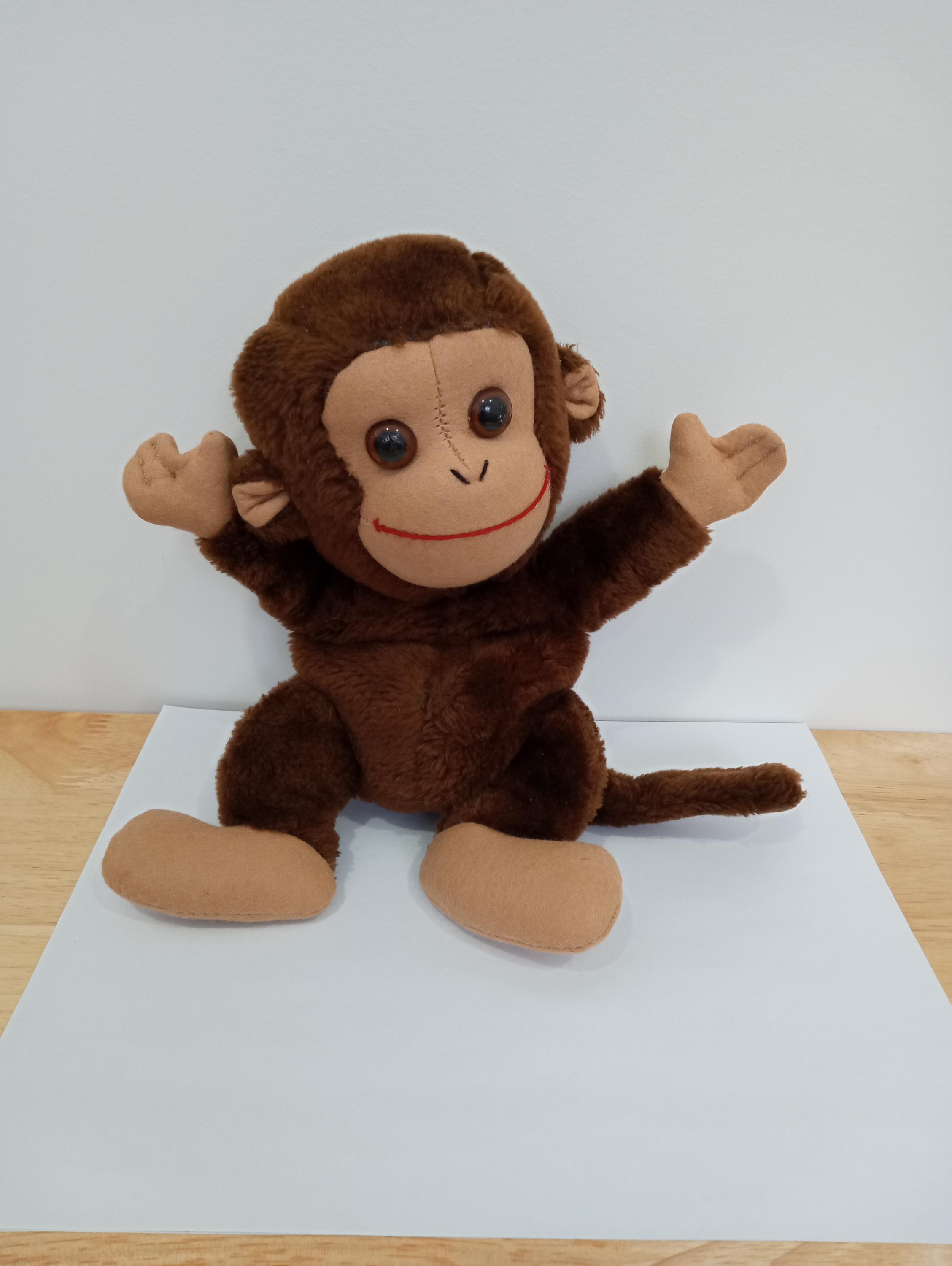 1970 Kamar Furry 1970s Ape Baby Chan, 8950, Sitting, Brown, Monkey, Soft, Plush, Doll main image 1