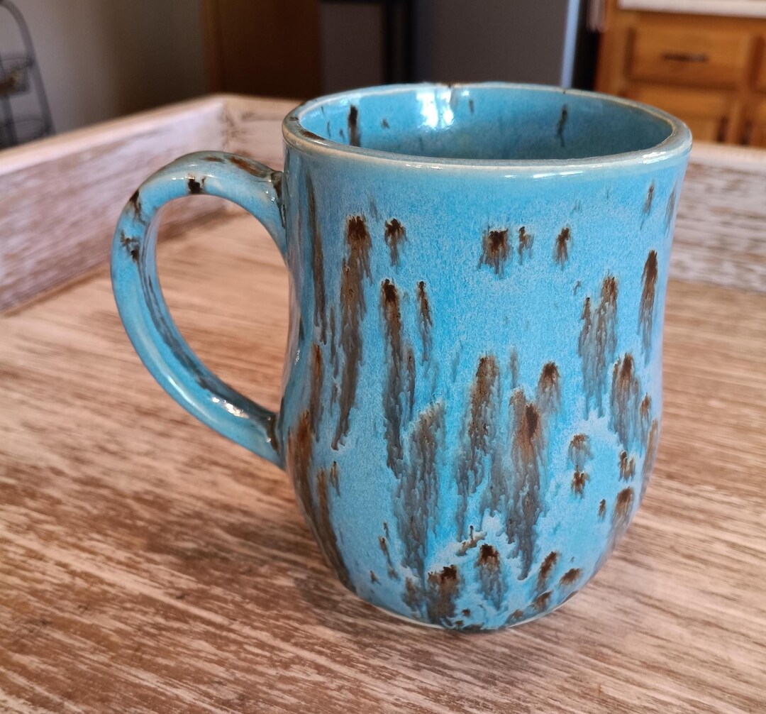 Handmade Teal Stoneware Mug, 12 Oz Pottery - Etsy