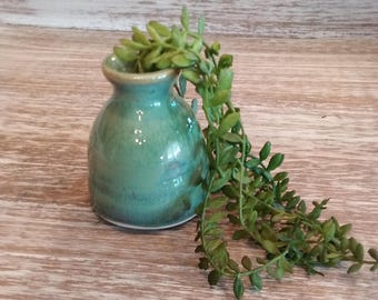 Small Ivy Green Stoneware Vase, Handmade in Kentucky