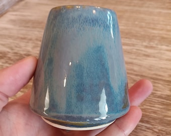Handmade Blue Pottery Candle Shade, Stoneware Clay Lantern