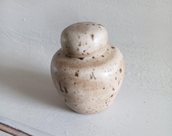 Mini Ginger Jar, Stoneware Pottery, Earth Tones, Kitchen Shelf Decor