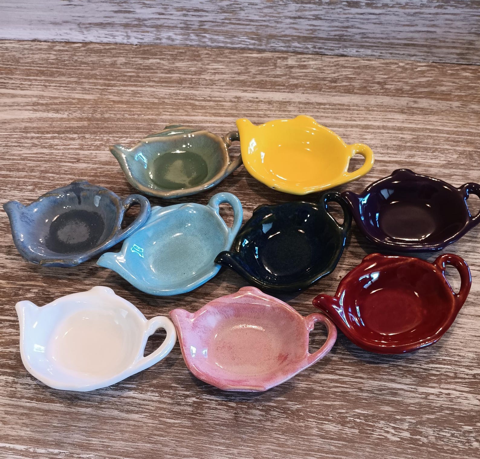 Colorful Pottery Teabag Holder, Handmade Stoneware Rest, Spoon Rest - navy blue