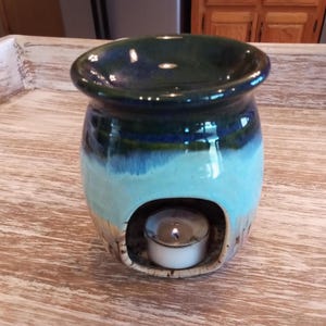 Candle Wax Warmer, Tart Warmer, Candles, Diffuser, Wax Warmer, Gift, Blue Candle Warmer, Gift idea, votive, blue pottery, Beach pottery
