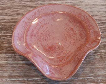 Handmade Pink Pottery Spoon Rest, USA Stoneware Clay