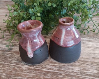 Hand Thrown Rose Stoneware Bud Vase, USA Made Pottery
