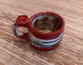 Red Pottery Mini Mug, Wheel Thrown Shot Glass