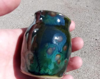 Small Green Stoneware Vase, Handmade Accent Vase