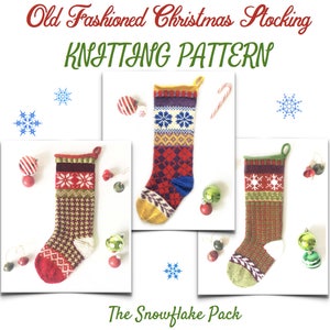 Knit Christmas Stocking Pattern, Fair Isle Stocking Pattern, Knitted Stocking Pattern - SNOWFLAKE DESIGNS