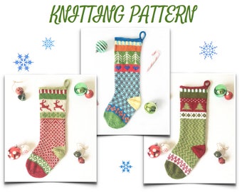 Knit Christmas Stocking Pattern, Fair Isle Stocking Pattern, Knitted Stocking Pattern - CHRISTMAS DESIGNS