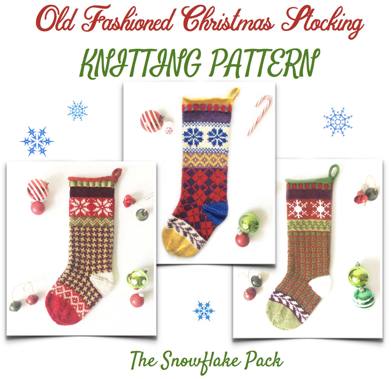 Knit Christmas Stocking Pattern Fair Isle Stocking Pattern Etsy