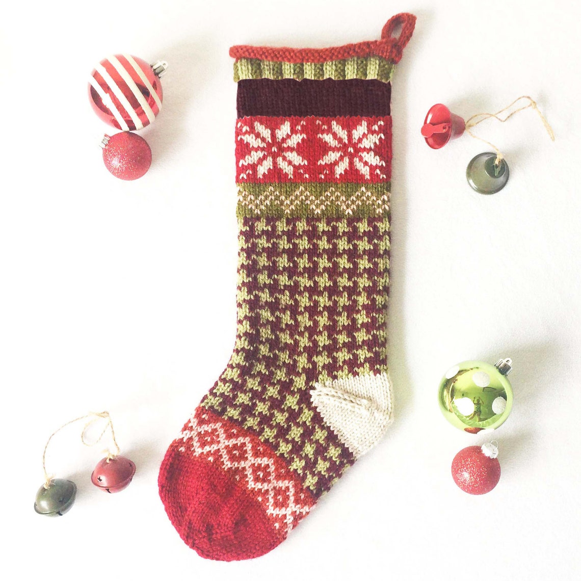 Knit Christmas Stocking Pattern Fair Isle Stocking Pattern Etsy