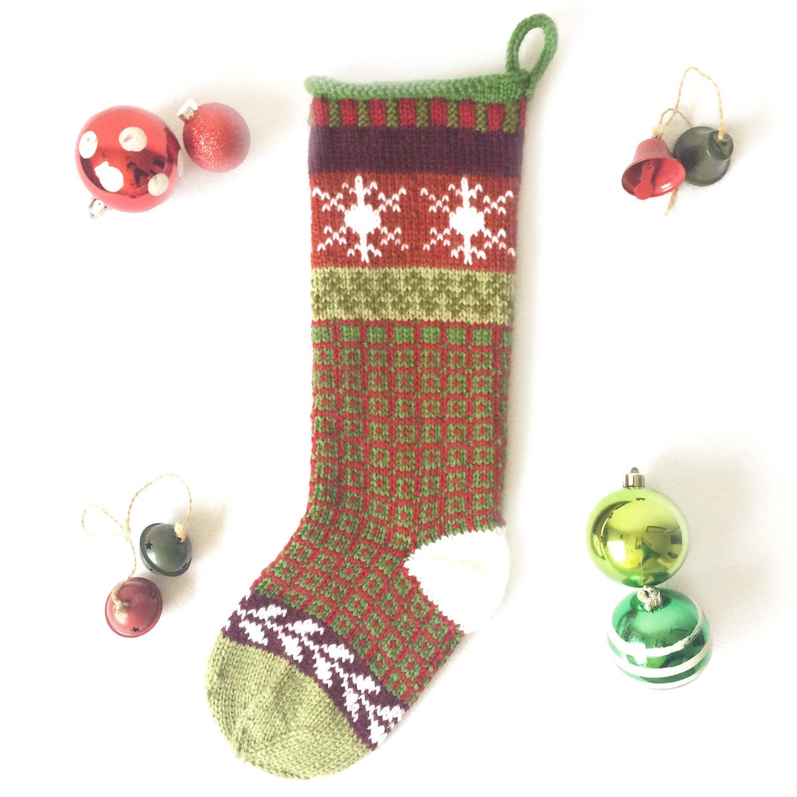 Knit Christmas Stocking Pattern Fair Isle Stocking Pattern Etsy