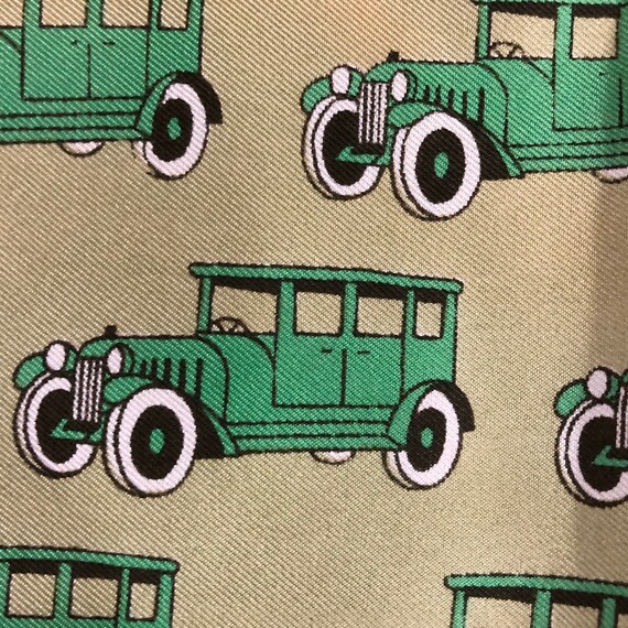 Vintage Silk Scarf Model T Cars Greens Etsy