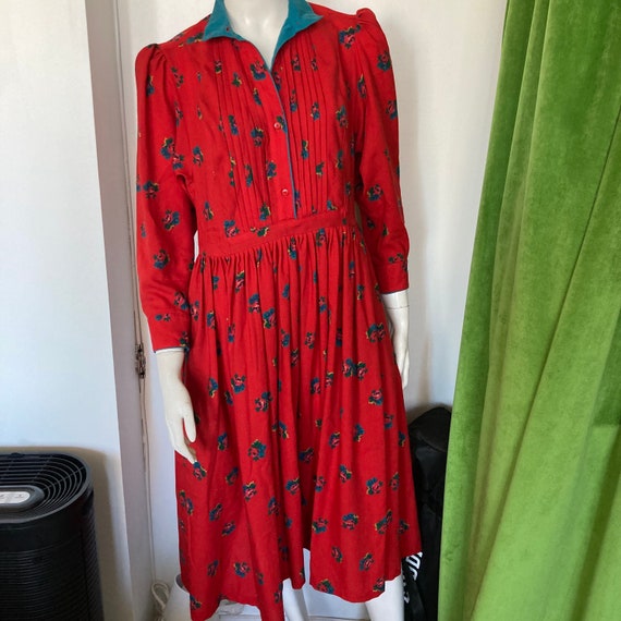 1970’s Kenzo Dress vintage Wool Romantic Floral C… - image 1