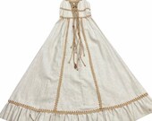 Vintage Gunne Sax Cotton burlap Maxi Dress Macrame XS