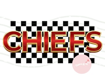 Checkered Chiefs PNG file / Sports PNGs / Football Team PNG / Mascot / KC / Red and Gold / Super Bowl Tees / 87 / 15