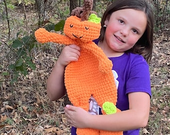 Pumpkin Halloween Snuggler / Handmade Crochet Stuffie / Plush Pumpkin for Children and Babies / Halloween Gift Jack O Lantern