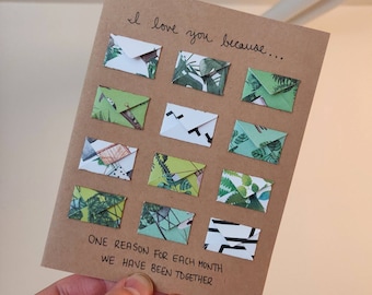 Pflanzenliebhaber Jubiläumskarte mit winzigen Umschlägen (mit oder ohne winzige Karten für Nachrichten!)