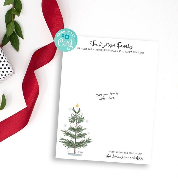 EDITABLE Christmas Family Letter - DIY Editable Family Letter, Christmas Letterhead, Holiday Letter Stationery, Editable Holiday Letter