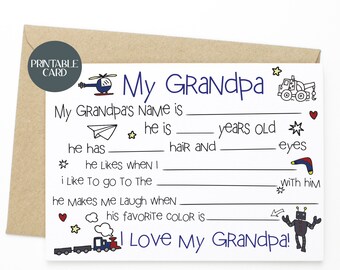 Download Printable Card For Grandpa Etsy