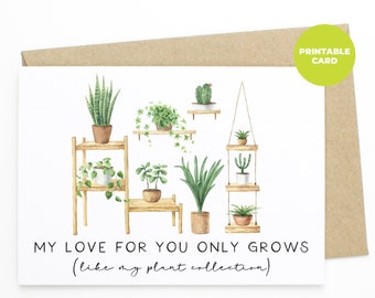 Plant Lover Anniversary Card: Watercolor Plant Pun (Digital Download)