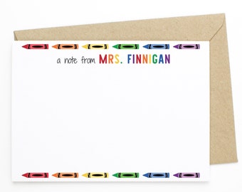 Personalized Teacher Stationery Set - Set of 12 Flat Notecards & Envelopes - Personalized School Stationary, Custom Teacher Gift