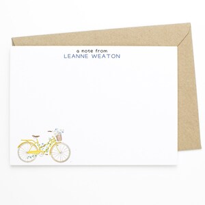 Papeterie de vélo floral - Ensemble de 12 cartes de correspondance plates et enveloppes - Cadeau de papeterie pour les femmes, ensemble de cartes de notes botaniques, cartes de notes de vélo