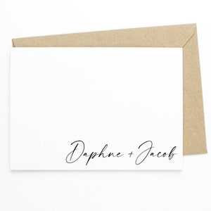 Ensemble de papeterie personnalisé pour couples - Ensemble de 12 cartes de correspondance plates et enveloppes - Cadeau de carte de correspondance pour les couples, cartes de correspondance pour les mariés