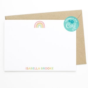 EDITABLE Rainbow Stationery - Personalized Stationery, Editable Notecards, Kids Stationery, Kids Notecards, Kids Thank You Note