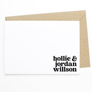 Ensemble de papeterie personnalisée pour couples - Ensemble de 12 cartes de notes et enveloppes plates - Cadeau de carte de note de script pour les couples, cartes de notes pour les mariés