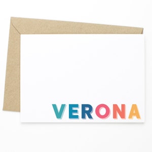 Ensemble de papeterie personnalisé pour femmes - Ensemble de 12 cartes de notes plates et enveloppes - papeterie pour femmes, cartes professionnelles, carte de notes personnalisée