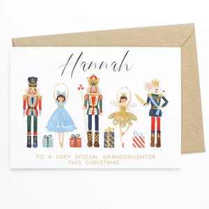 Carte de Noël personnalisée pour petite-fille - Carte de Noël casse-noisette, carte de vœux personnalisée, carte de Noël personnalisée