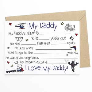Carte de fête des pères des enfants - Carte d’entrevue Mon papa, carte souvenir, carte d’anniversaire pour papa
