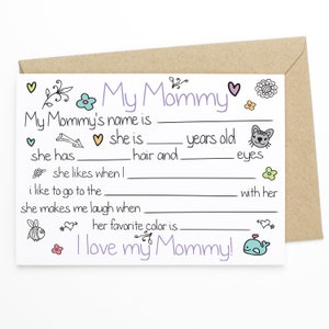 Carte pour maman - Carte d’entrevue de ma mère, carte souvenir, carte d’anniversaire pour maman
