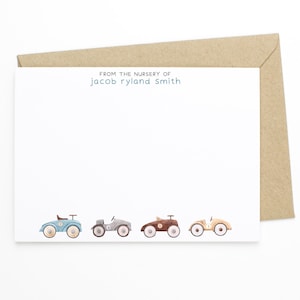 Papeterie personnalisée pour bébé - Ensemble de 12 cartes de notes plates et enveloppes - Carte de course Carte, De la pépinière de la carte de notes, Note de remerciement pour bébé
