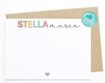 Personalized Kids Stationery: Editable Notecard Set (Digital Download)