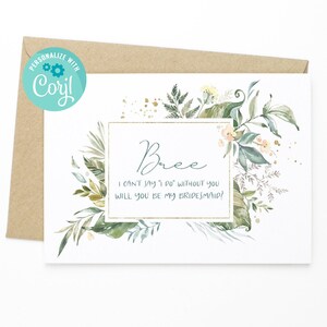BEWERKBARE aangepaste bruidsfeestkaart, bewerkbare voorstelkaart, bewerkbare sjabloon Maid Of Honor Card, gepersonaliseerde bruidsfeestvoorstelkaarten