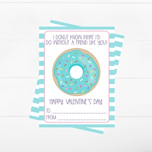 AFDRUKBARE Donut Valentijnsdagkaart voor klasgenoten - Ik weet wat ik zou doen zonder een vriend zoals jij - Kinder Valentijnsdagkaart