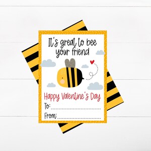 Biglietto di San Valentino STAMPABILE con Bumble Bee per i compagni di classe - È bello essere un amico - Biglietto di San Valentino per bambini